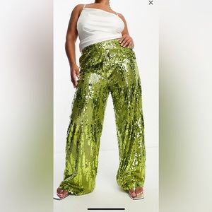 EXTRO & VERT SEQUIN GREEN PANTS